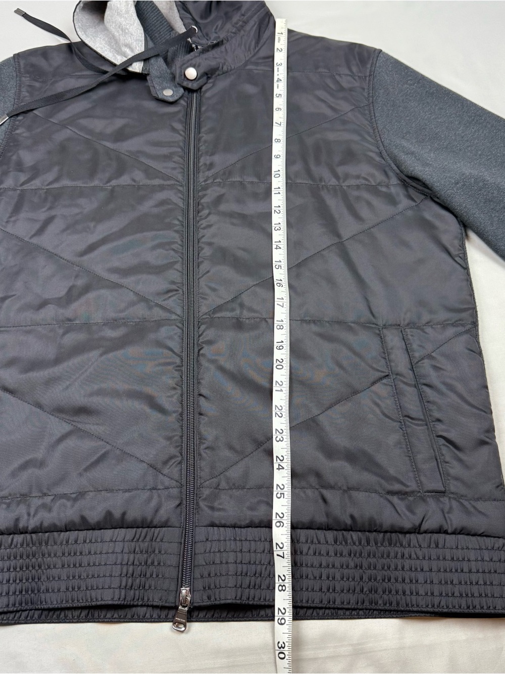 Hugo Boss Mens Quilted Hooded Casual Jacket 2XL Black/Grey Full Zip C6 - Picture 11 of 11